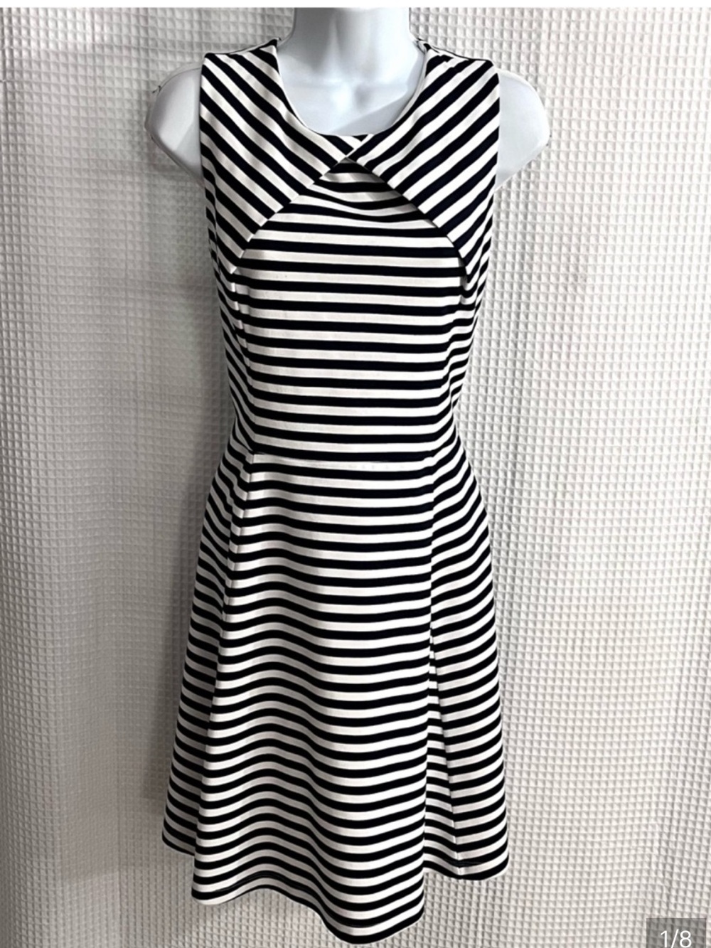 The Limited Navy and White Striped Fit and Flare Size Small